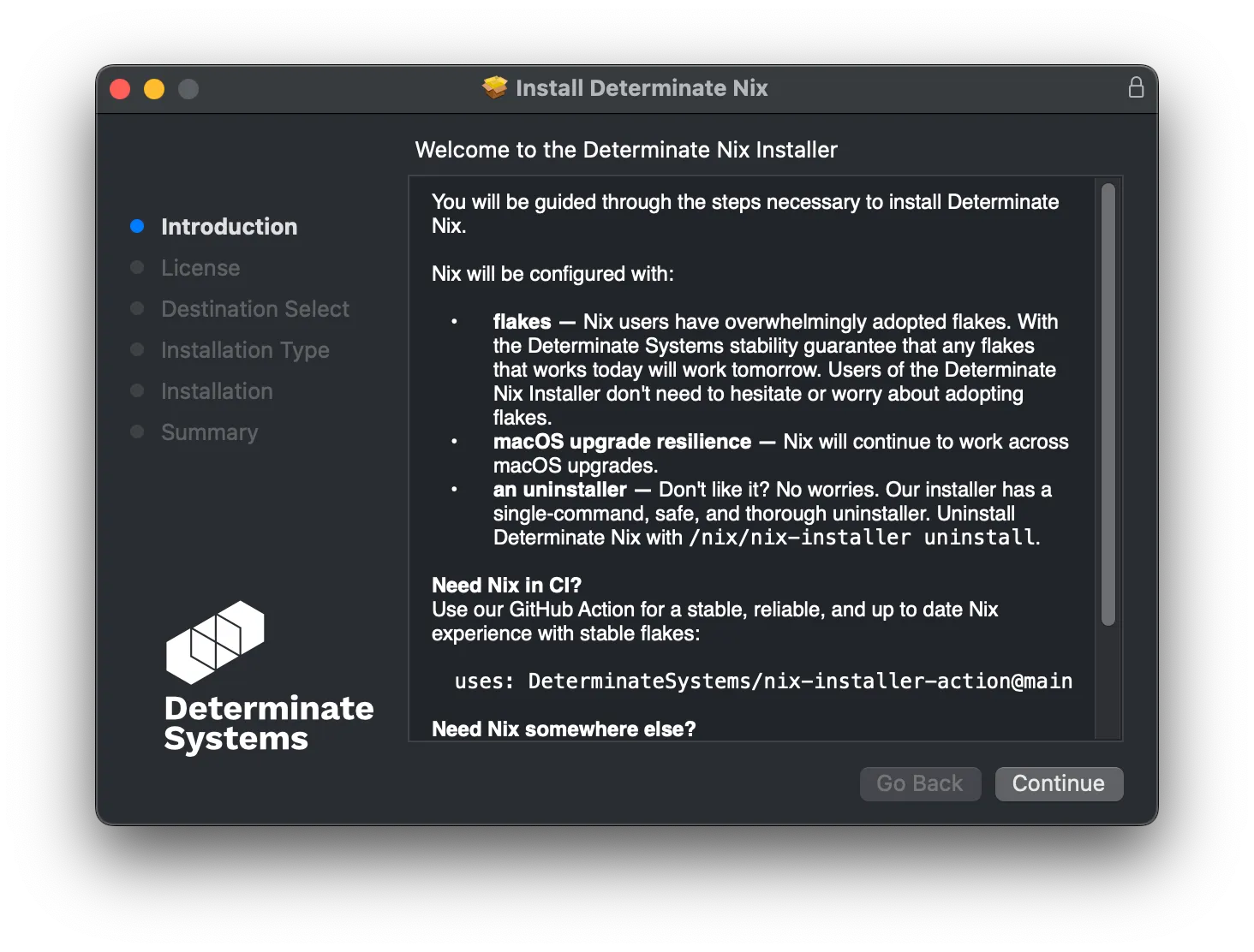 
The Determinate Systems Graphical Nix Installer in action
