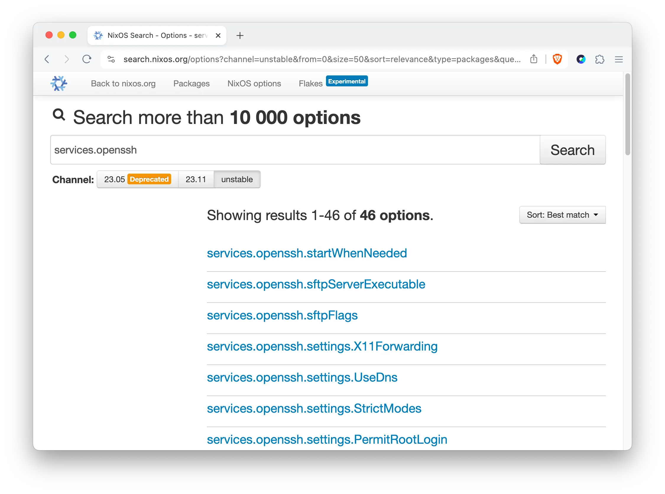 https://search.nixos.org makes the huge number of prepared configuration attributes on NixOS nice to discover