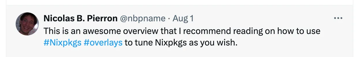 Nicolas Pierron&#x27;s praise of our overlays article