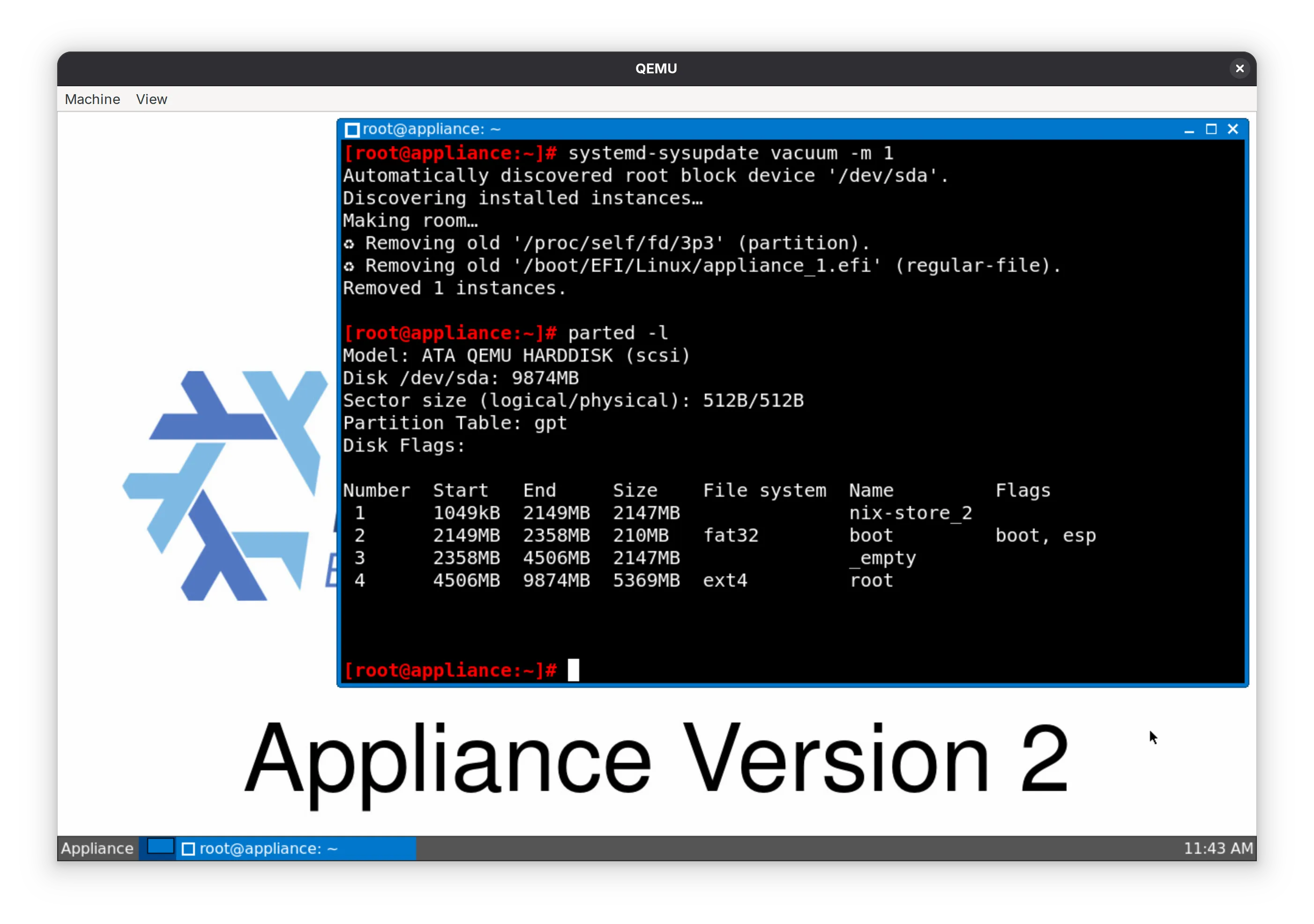 After vacuuming the old update we get the empty space back