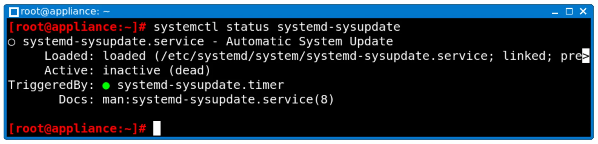systemd-sysupdate service timer status