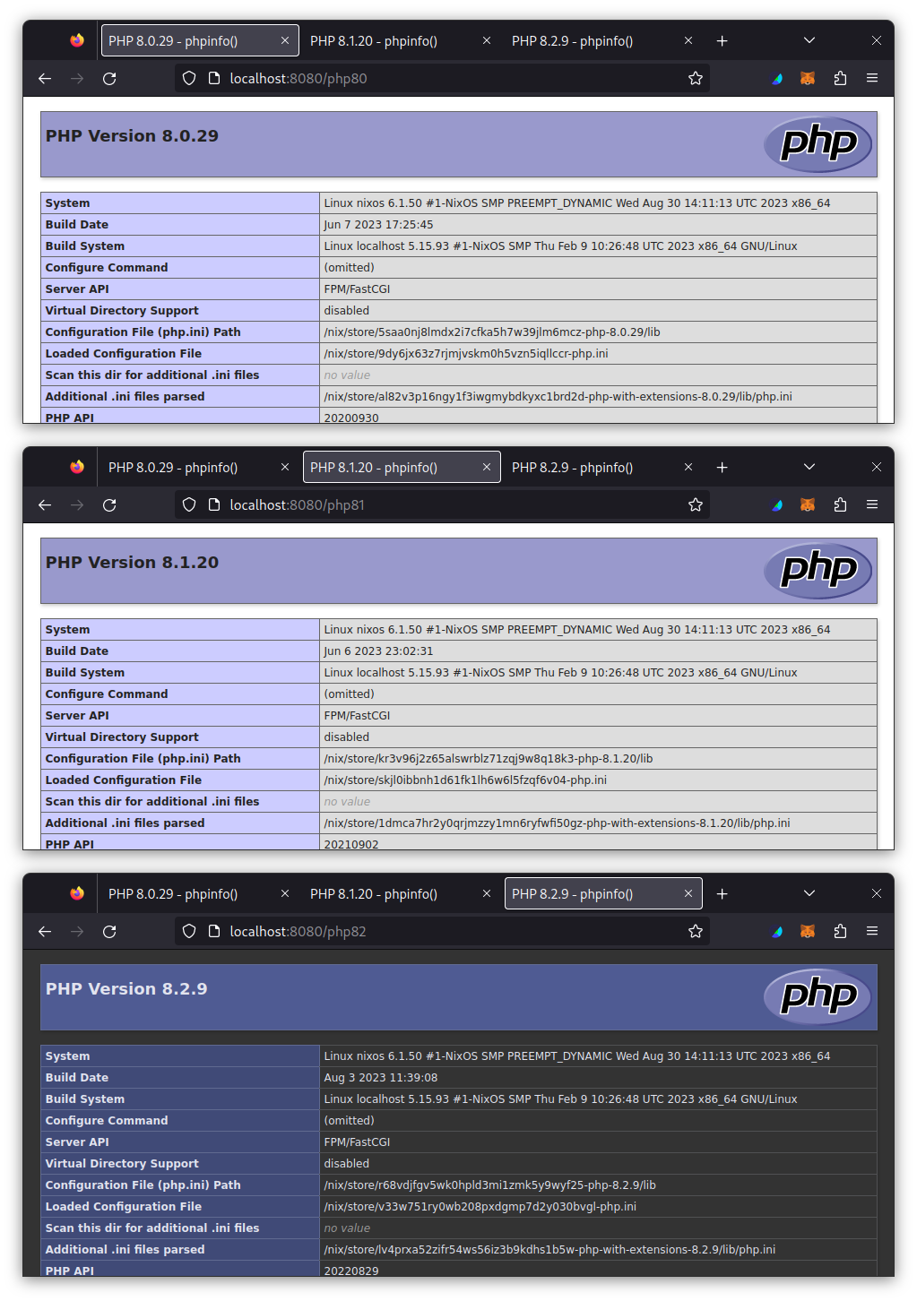 Multiple Browser Queries with different PHP prefixes on Our Webserver Show Different PHP Engine Version Numbers