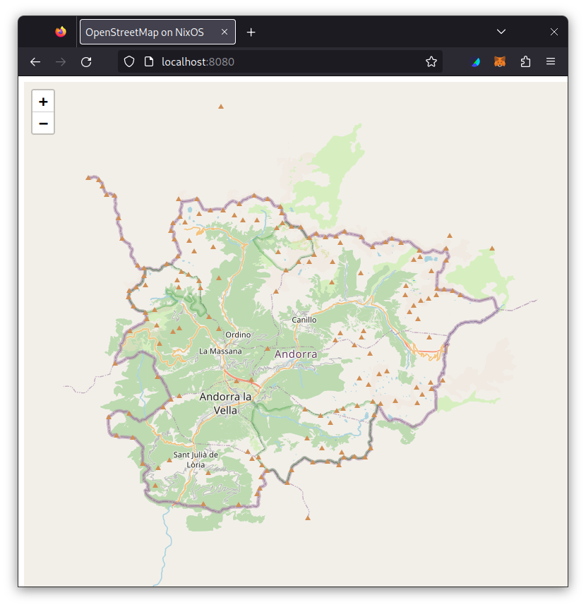 Andorra in our OpenStreetMap instance after we imported the initial map data from geofabrik.de